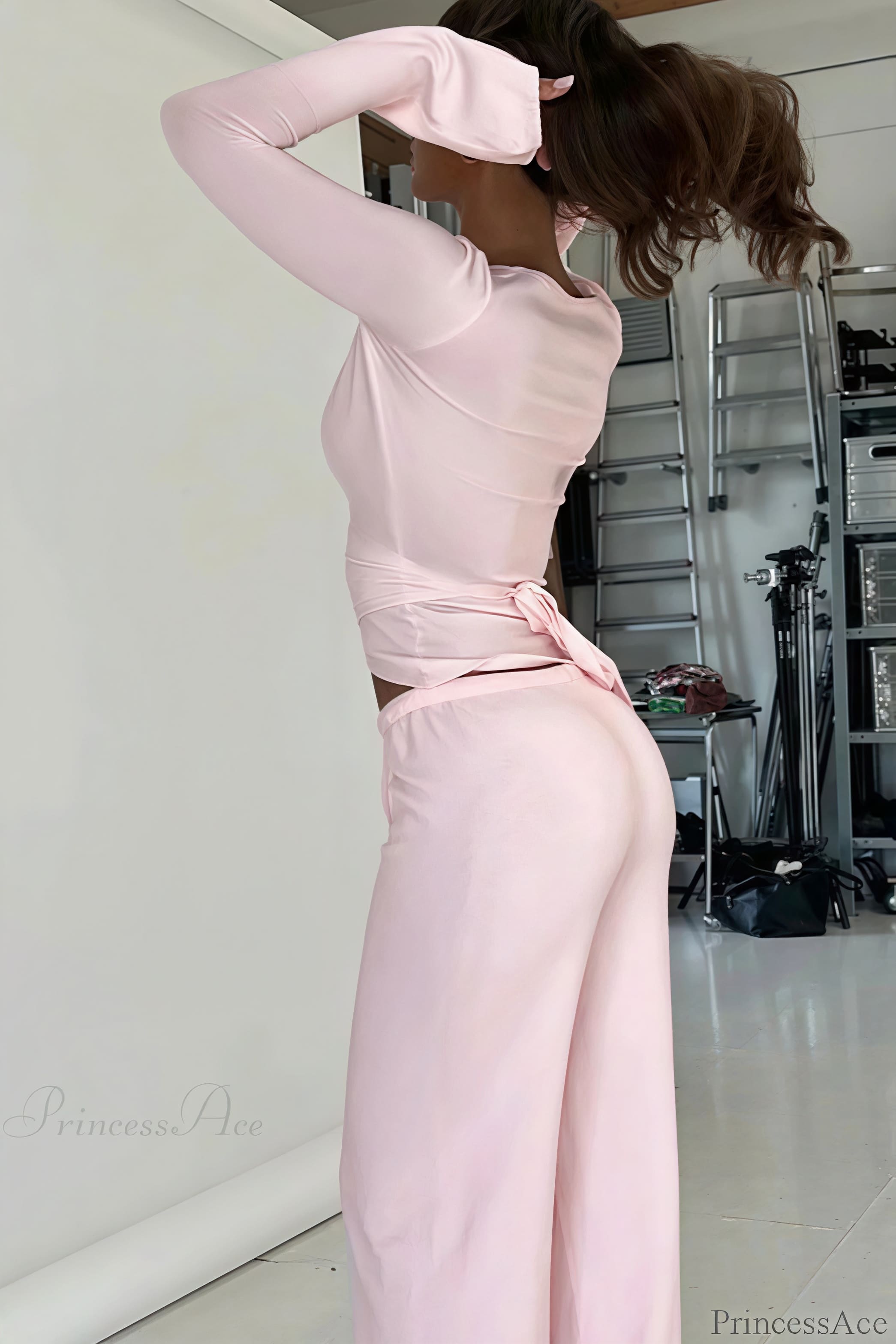 Y2K Sexy V-Neck Fitted Top Casual Pants Two Piece Set image 3