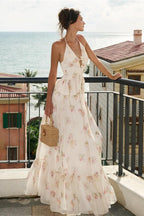 Floral Slim Fit Deep V High Waist Maxi Dress image 5