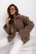 Trendy Solid Wool Pocket Elastic Snap Coat image 1