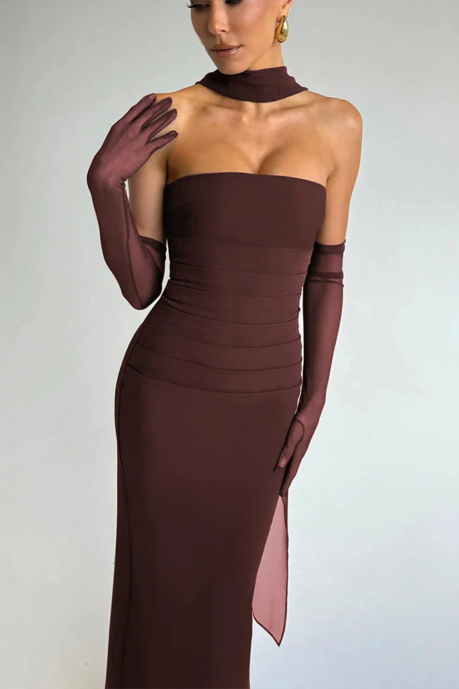 Strapless Backless Tie Waist Bodycon Maxi Dress image 2