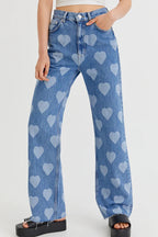 High Waist Vintage Heart Straight Jean image 1