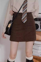 Corduroy High Waist A-Line Skirt image 1
