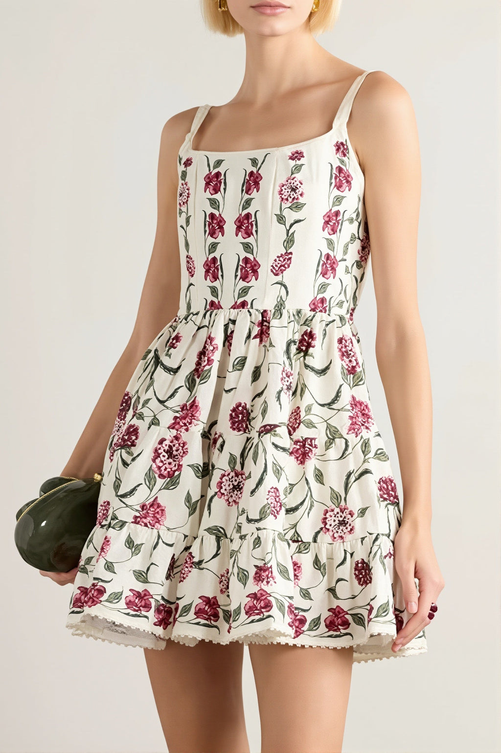 Lace Floral Cami A Line Boho Dress image 1