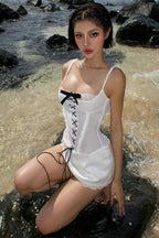 Bow Tie Lace Patchwork Spaghetti Strap Mini Dress image 3