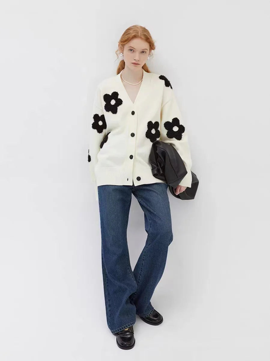 Jacquard Knit V-Neck Cardigan image 7
