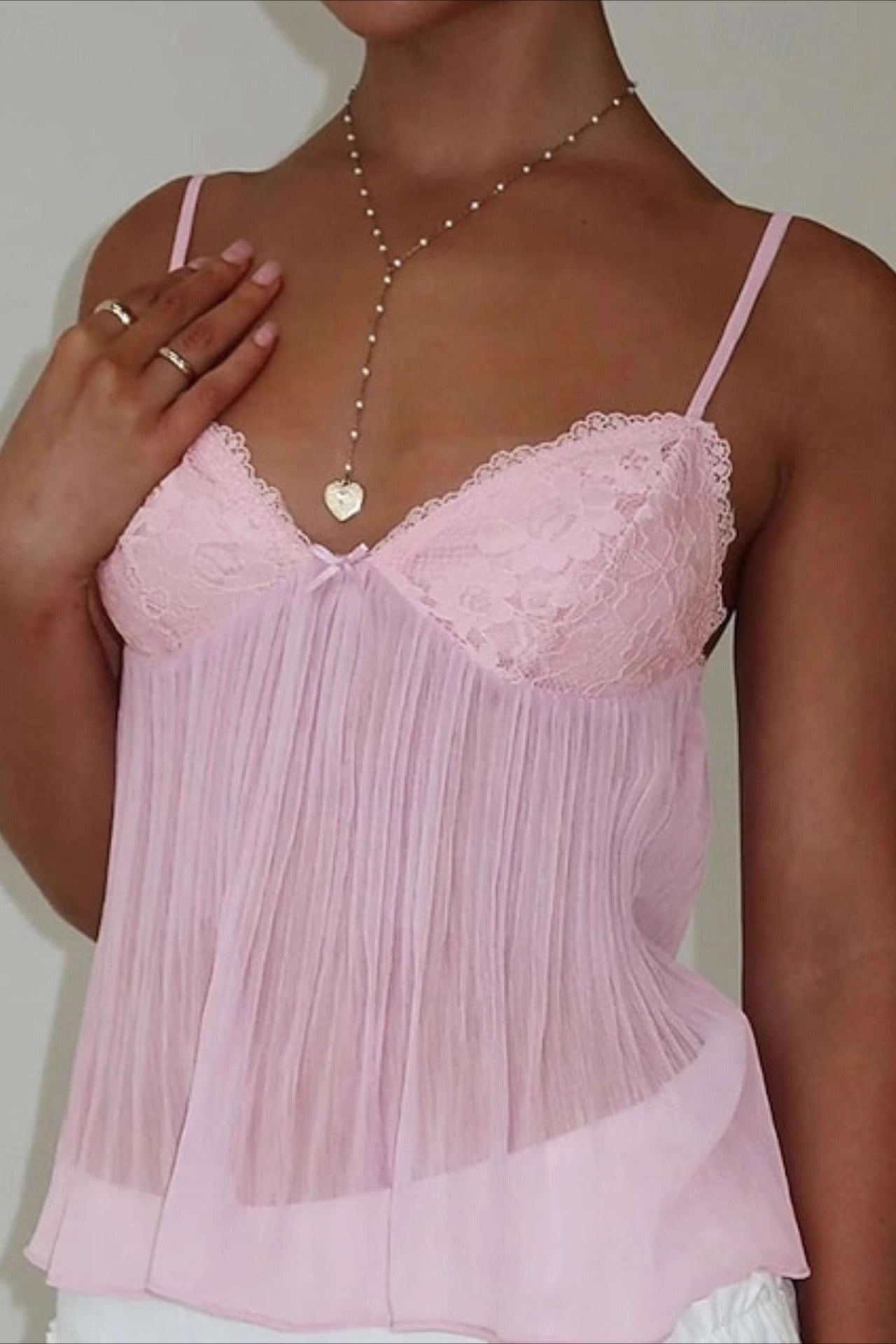 Lace Ruched Sheer Cami Top image 4