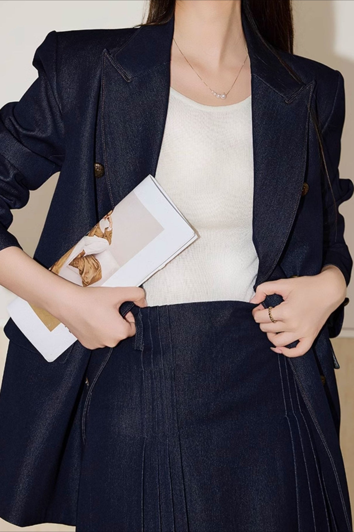 Double Breasted Twill Blazer image 5
