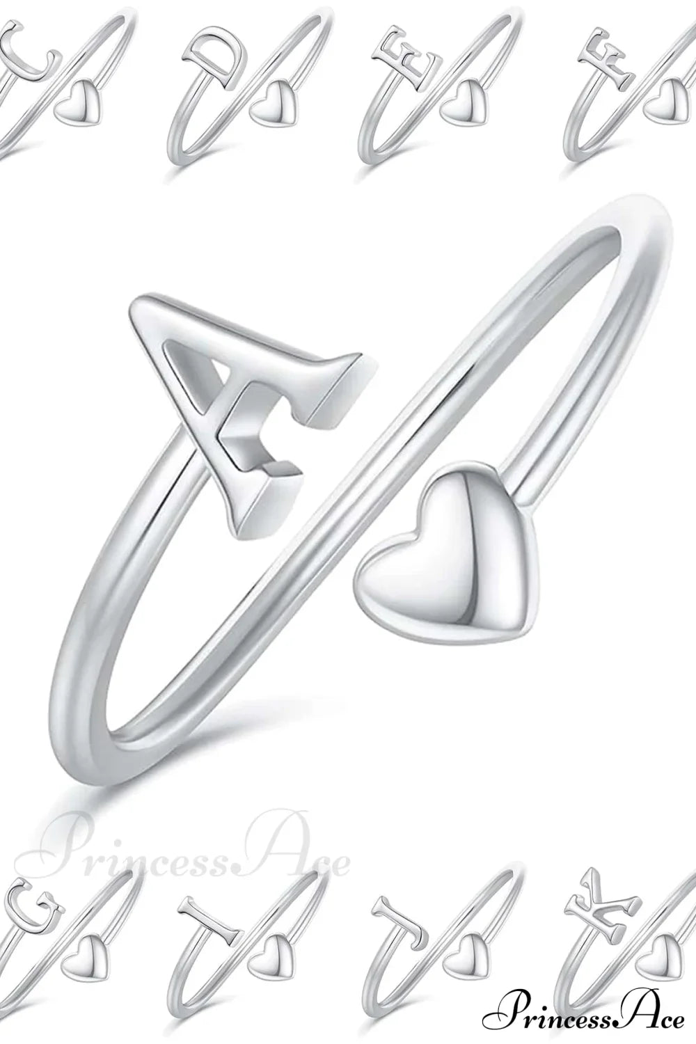 1pc Minimalist Style Heart Shaped Glittery Ring image 11