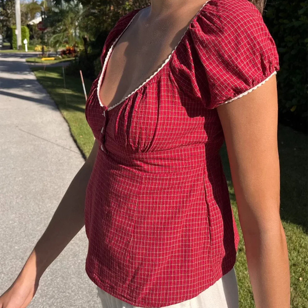 Cottage Plaid Short Crop Top image 4