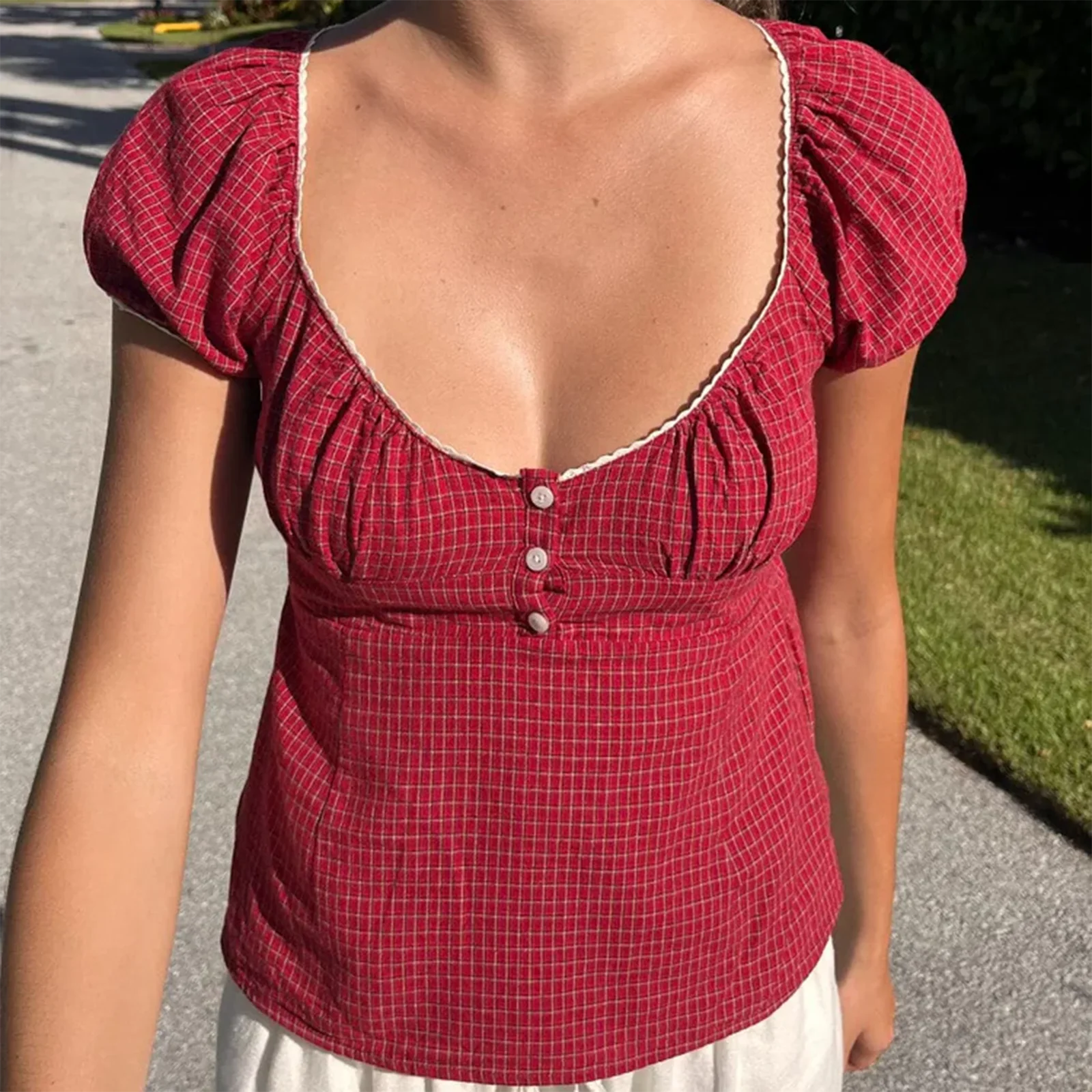 Cottage Plaid Short Crop Top image 1