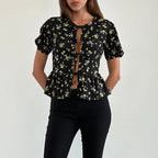 Puff Sleeve Bowknot Crop Top image 4