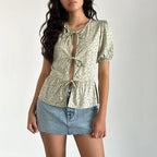 Puff Sleeve Bowknot Crop Top image 6