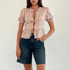Puff Sleeve Bowknot Crop Top image 8
