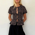 Puff Sleeve Bowknot Crop Top image 7