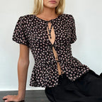 Puff Sleeve Bowknot Crop Top image 3