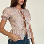 Puff Sleeve Bowknot Crop Top image 5