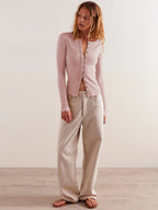 Buttoned Ribbed Knit Cardigan image 3