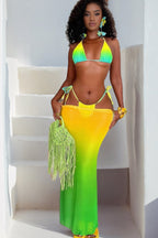 Ombre Halter Backless Three Piece Swim Set image 3