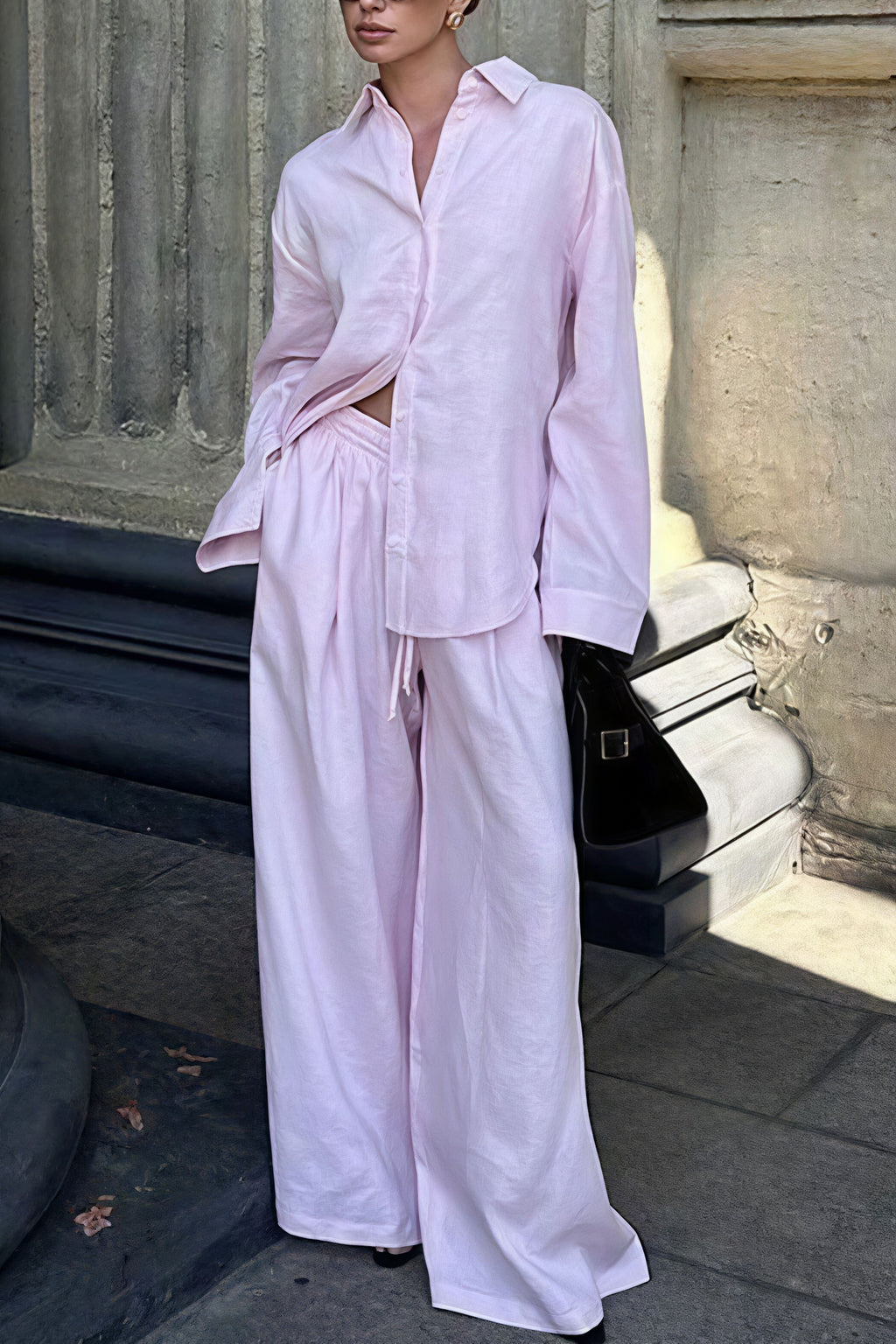 Cotton Loose Long Sleeve Shirt Pants Two Piece Set image 5