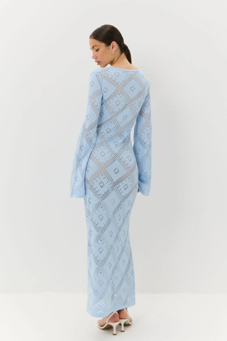 Knit Argyle Jacquard Long Sleeve Maxi Dress image 11
