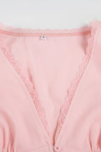 Lace Patchwork V Neck Puff Sleeve Blouse image 9