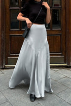 Satin High-Slit A-Line Midi Skirt image 2