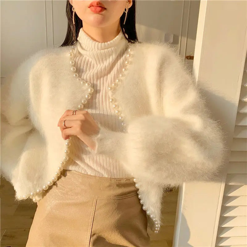 Mink Fleece Lantern Sleeve Cardigan image 1