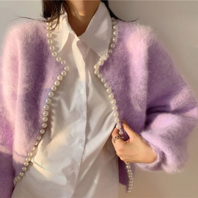 Mink Fleece Lantern Sleeve Cardigan image 3