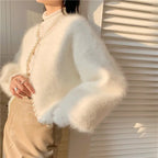 Mink Fleece Lantern Sleeve Cardigan image 2