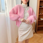 Mink Fleece Lantern Sleeve Cardigan image 4