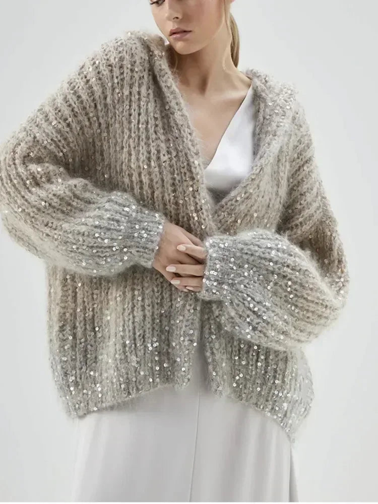 Glitter Hooded Long Sleeve Cardigan image 1