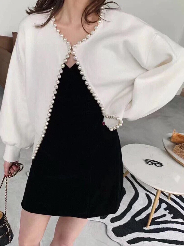 Pearl Trim O-neck Knit Cardigan image 5