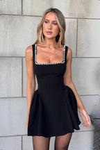 Pearl Trim Square Neck Party Dress image 4