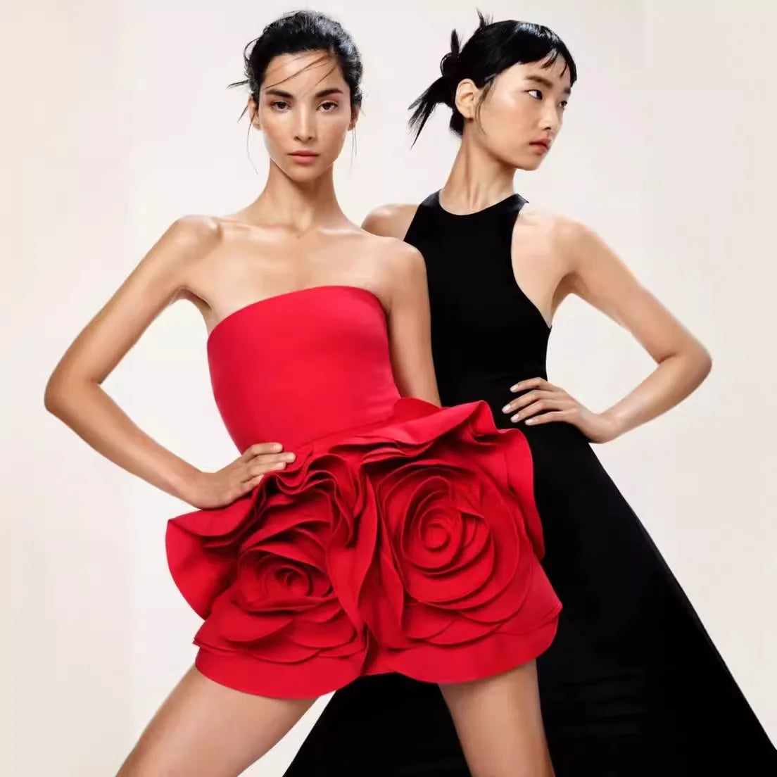 Stylish Stereoscopic Flowers Strapless Glamorous Party Dress image 2