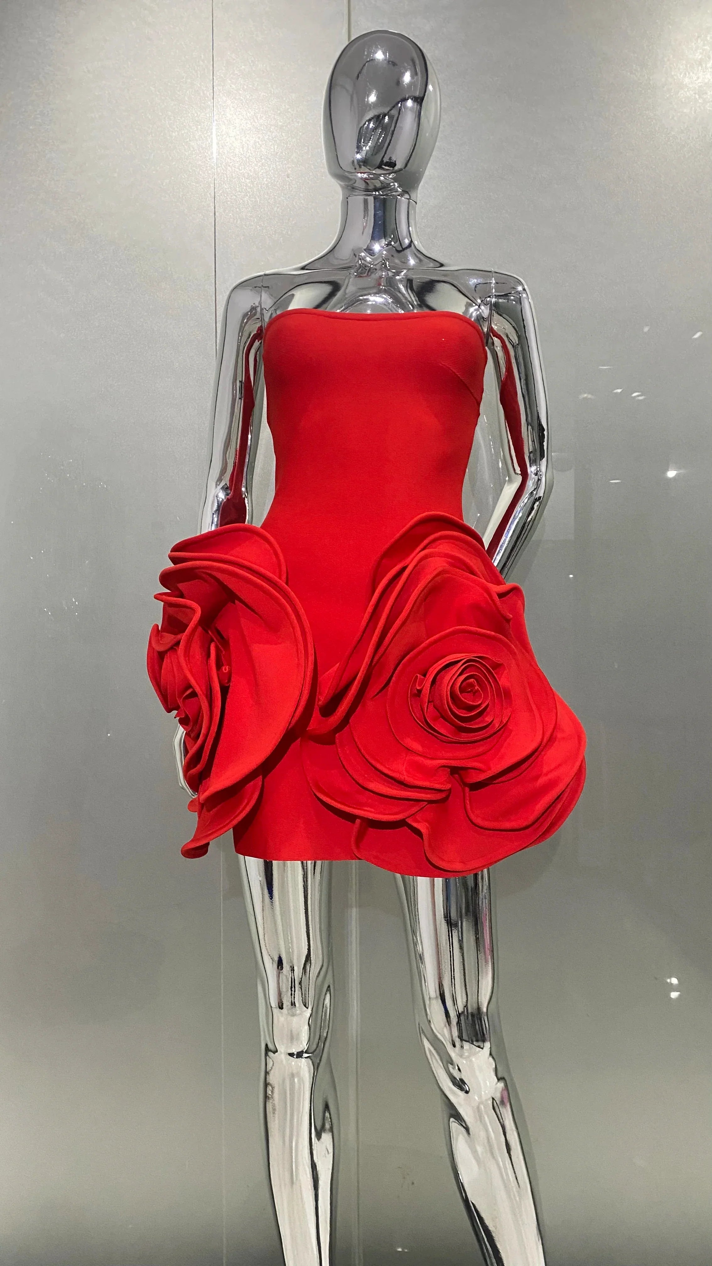 Stylish Stereoscopic Flowers Strapless Glamorous Party Dress image 7