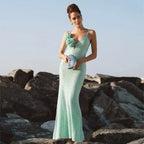 Mint Green Sequins Spaghetti Party Dress image 1