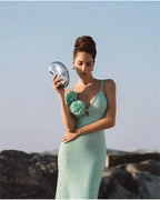 Mint Green Sequins Spaghetti Party Dress image 4