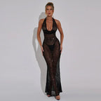 Shiny Sequins Deep V-Neck Halter Party Dress image 6