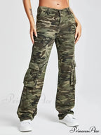 Camouflage Women's Cargo High Wist Vintage Baggy Denim Straight Casual Fashion Jean image 2