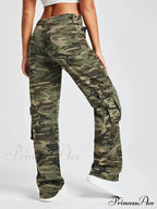 Camouflage Women's Cargo High Wist Vintage Baggy Denim Straight Casual Fashion Jean image 4
