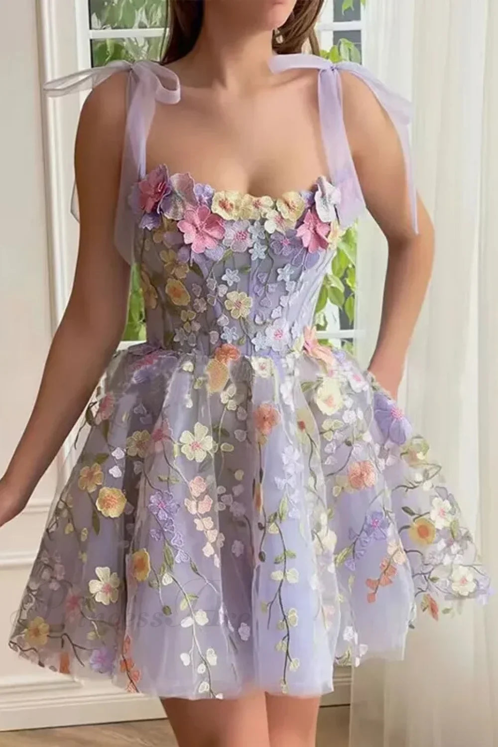 Fashion Flower Embroidery Sexy Floral Dress image 1