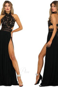 lady's Sexy See-Through lace Nude Back High Slit Dress image 7