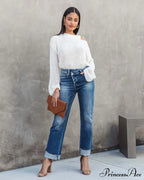 New Casual Loose Women's Wash Button Pockets High Waist Denim Abrade Elegant Jean image 2