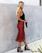 Sequin Tassel Tight Midi Skirt image 19