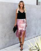 Sequin Tassel Tight Midi Skirt image 21