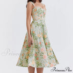 Slip Spring and Summer Thin Ribbon Split Long es for Women Floral Dress image 1
