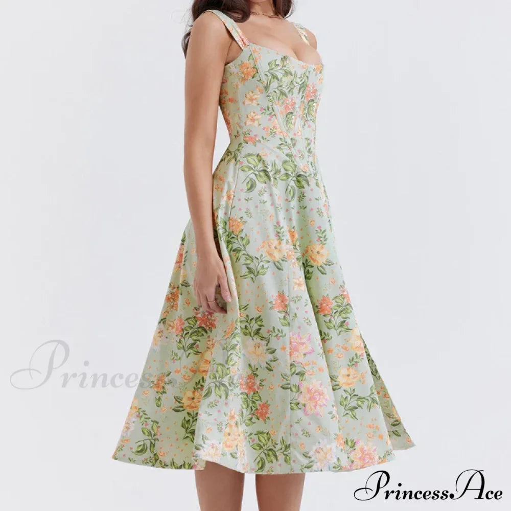 Slip Spring and Summer Thin Ribbon Split Long es for Women Floral Dress image 1