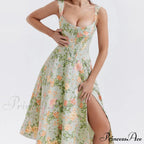 Slip Spring and Summer Thin Ribbon Split Long es for Women Floral Dress image 2