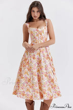 Slip Spring and Summer Thin Ribbon Split Long es for Women Floral Dress image 5