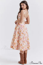Slip Spring and Summer Thin Ribbon Split Long es for Women Floral Dress image 4